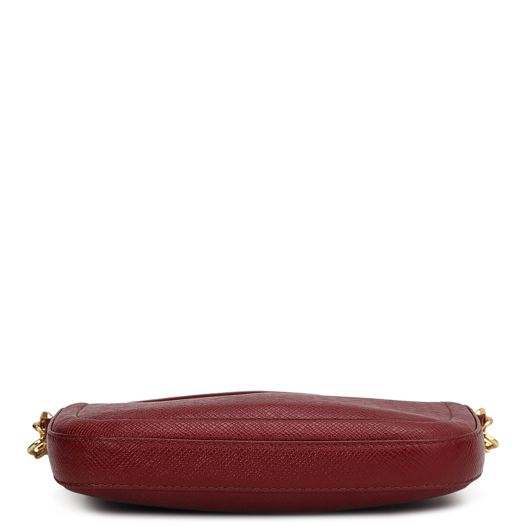 Small Franzy Leather Baguette - Cherry
