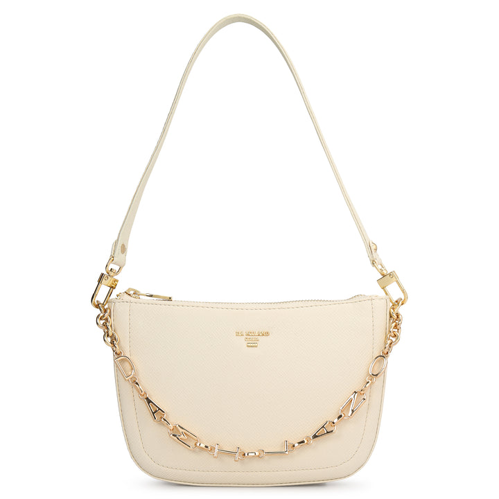 Small Franzy Leather Baguette - Marshmallow