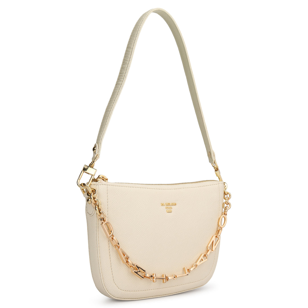 Small Franzy Leather Baguette - Marshmallow