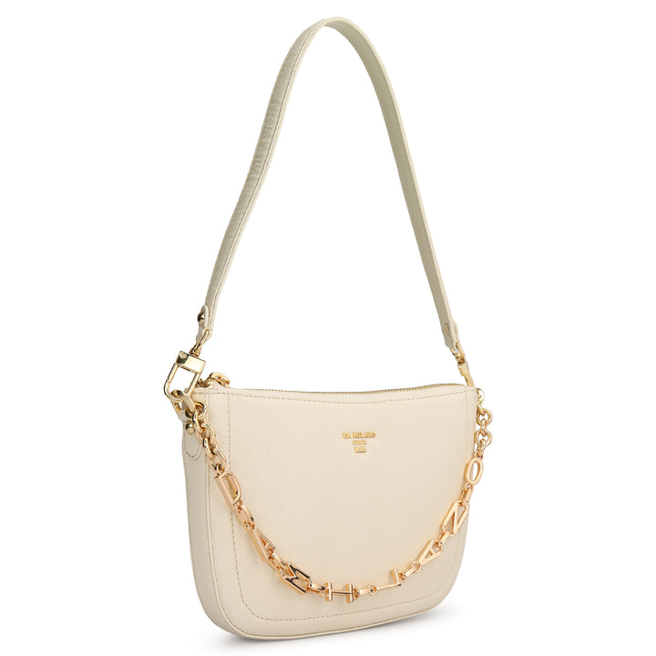 Small Franzy Leather Baguette - Marshmallow