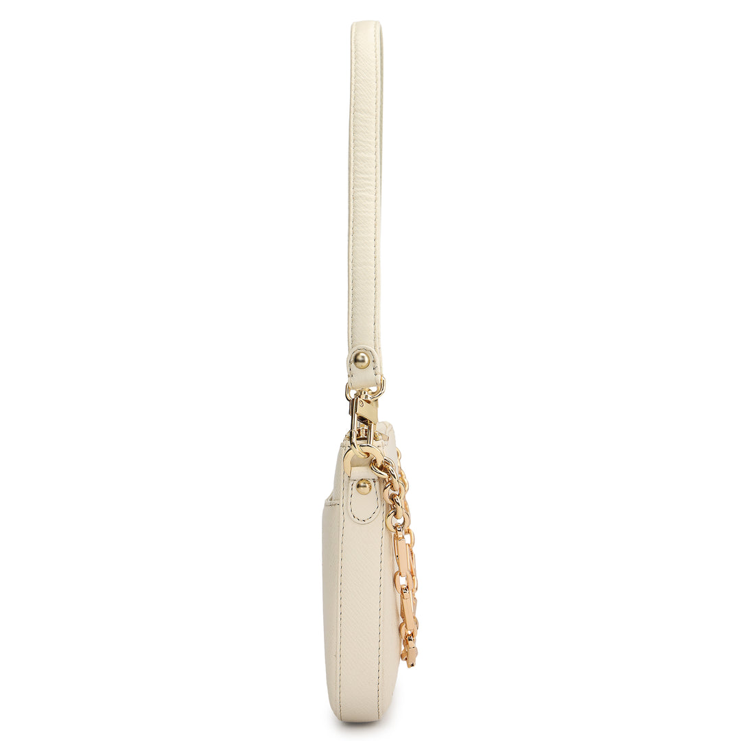 Small Franzy Leather Baguette - Marshmallow