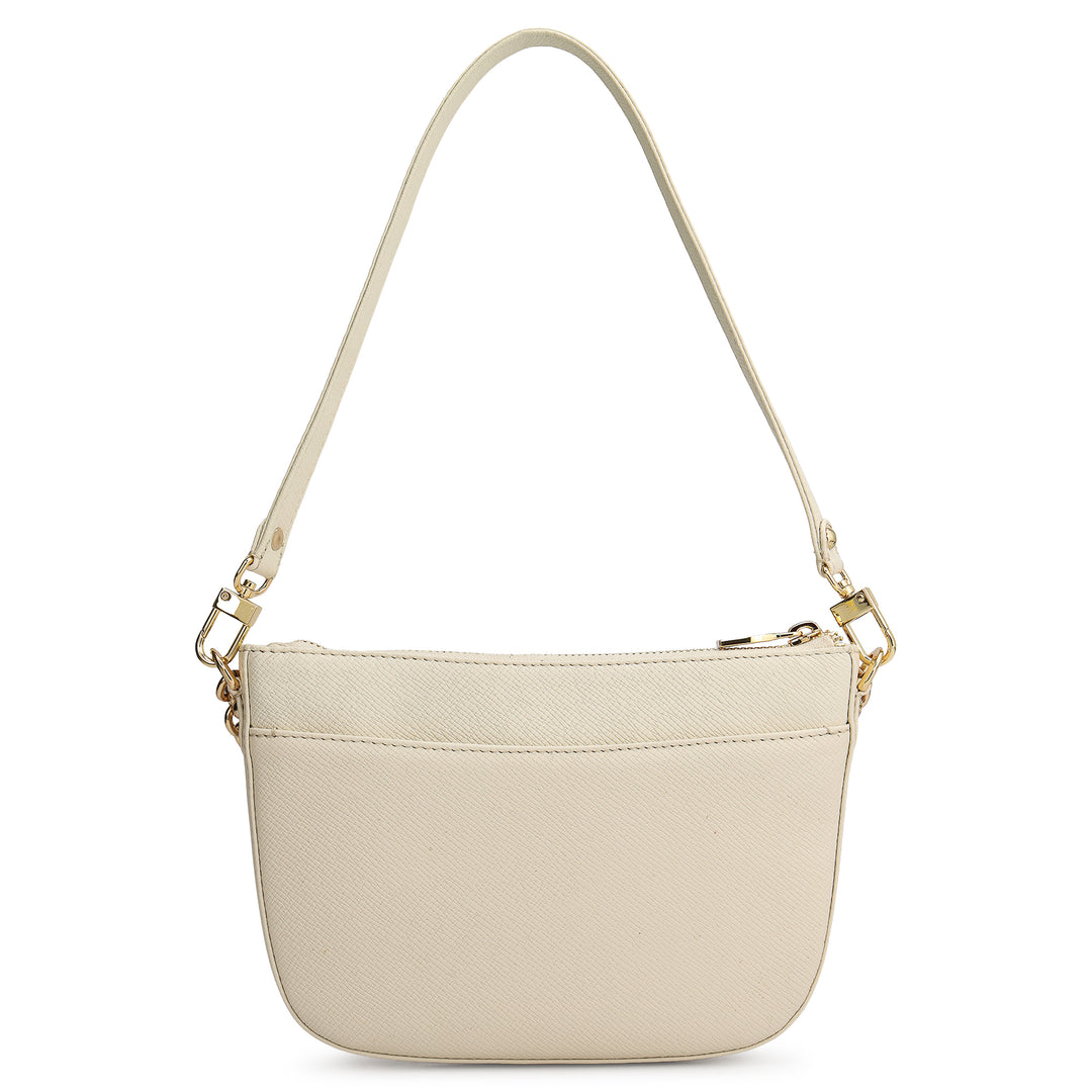 Small Franzy Leather Baguette - Marshmallow