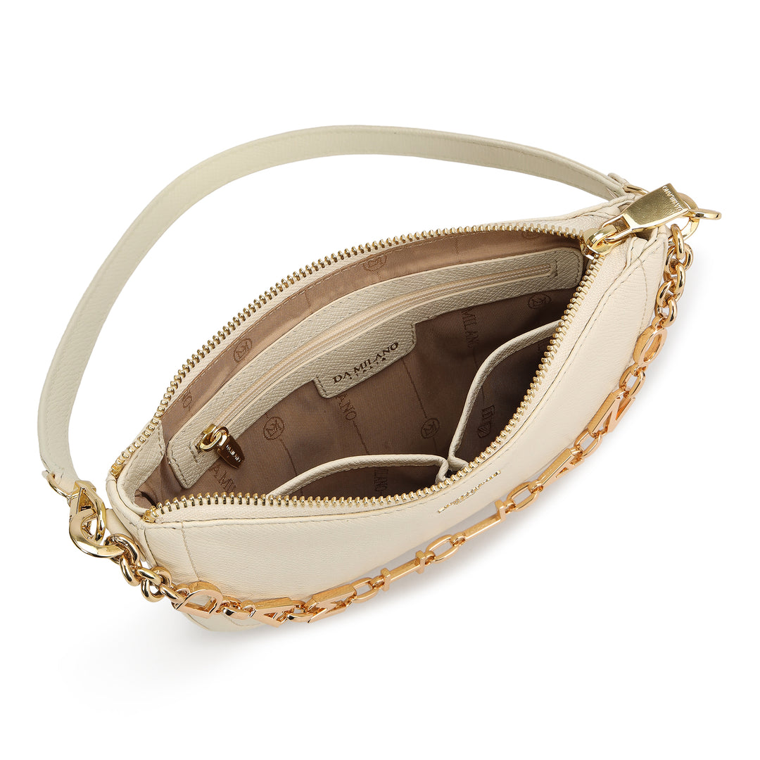 Small Franzy Leather Baguette - Marshmallow