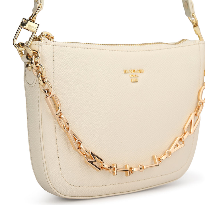 Small Franzy Leather Baguette - Marshmallow