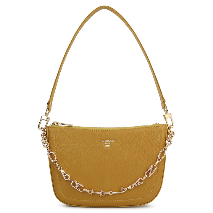 Small Franzy Leather Baguette - Mustard