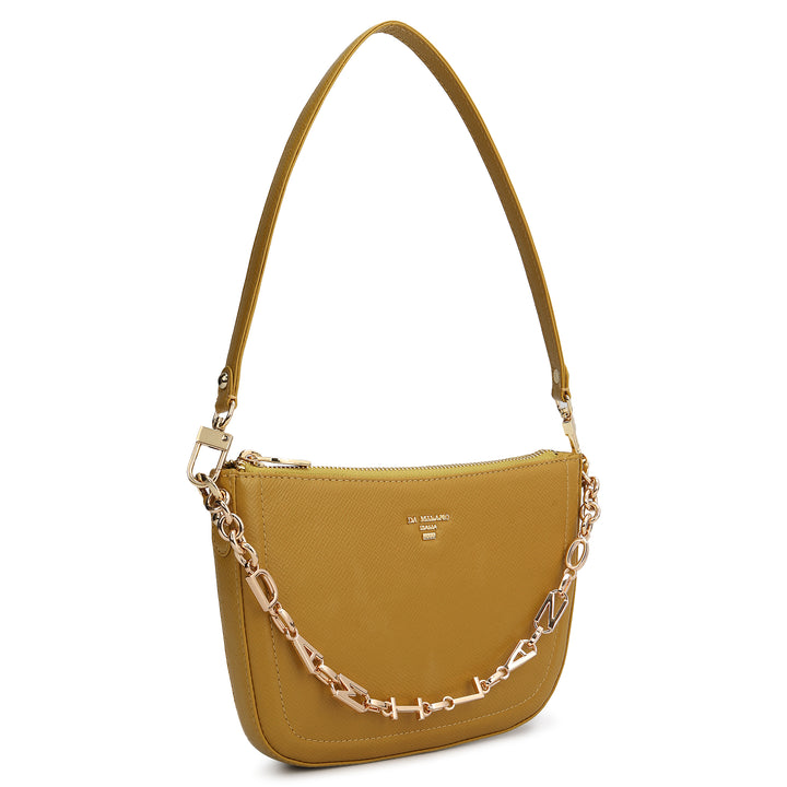 Small Franzy Leather Baguette - Mustard