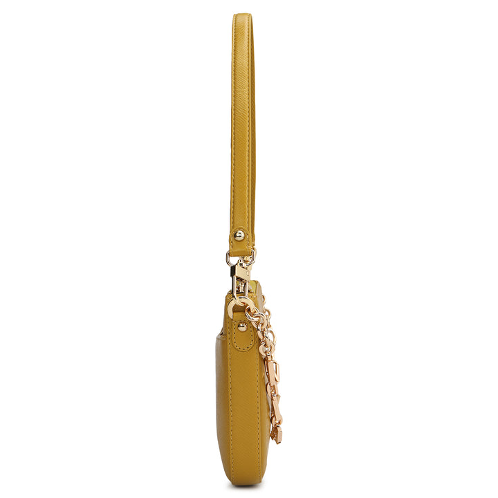 Small Franzy Leather Baguette - Mustard