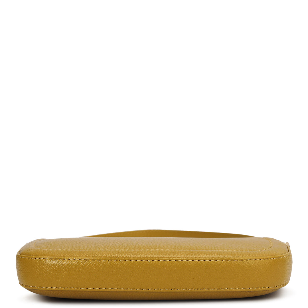 Small Franzy Leather Baguette - Mustard