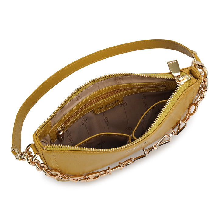 Small Franzy Leather Baguette - Mustard