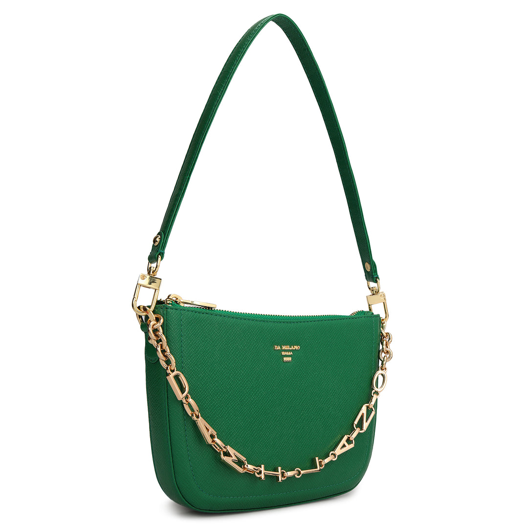 Small Franzy Leather Baguette - Sea Weed