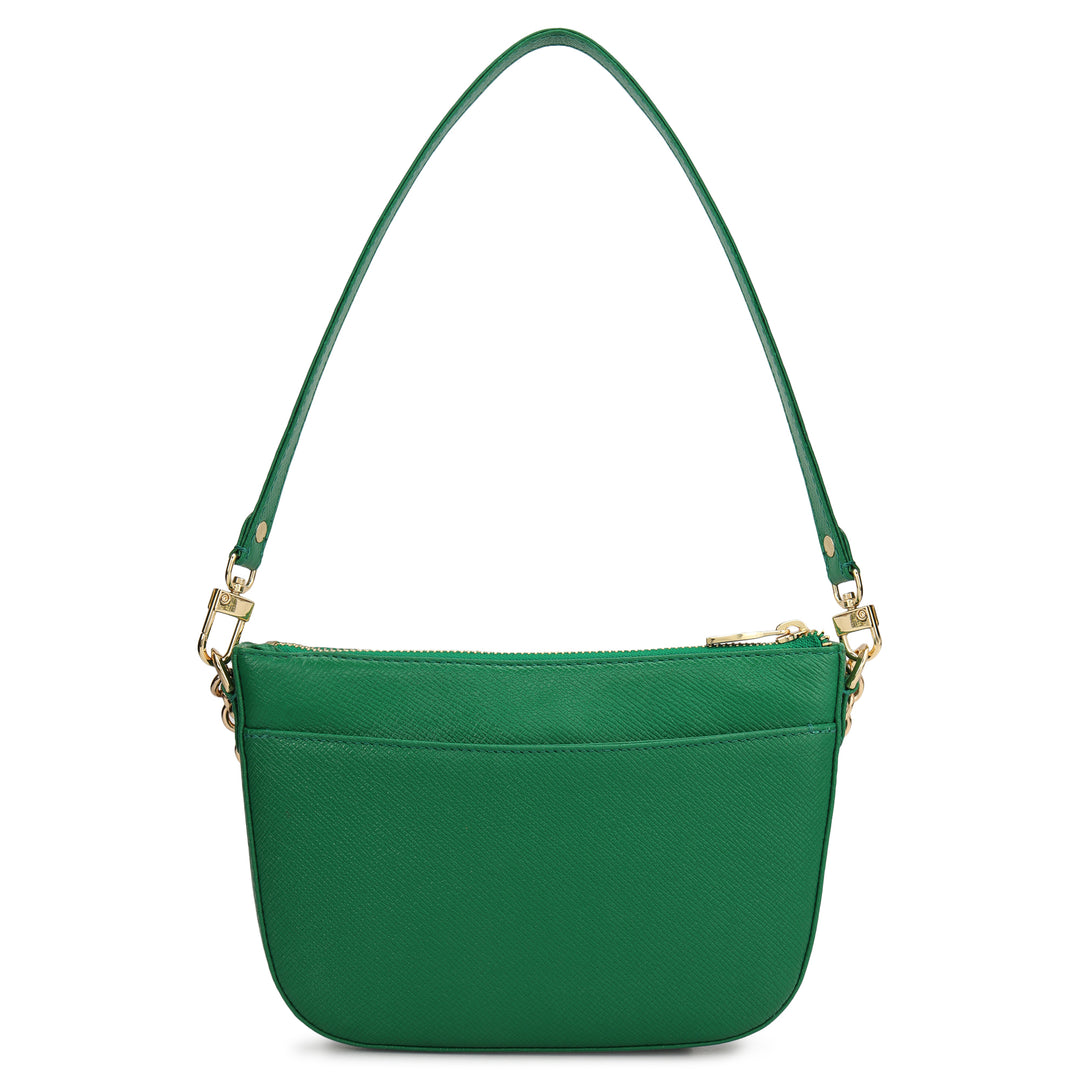 Small Franzy Leather Baguette - Sea Weed