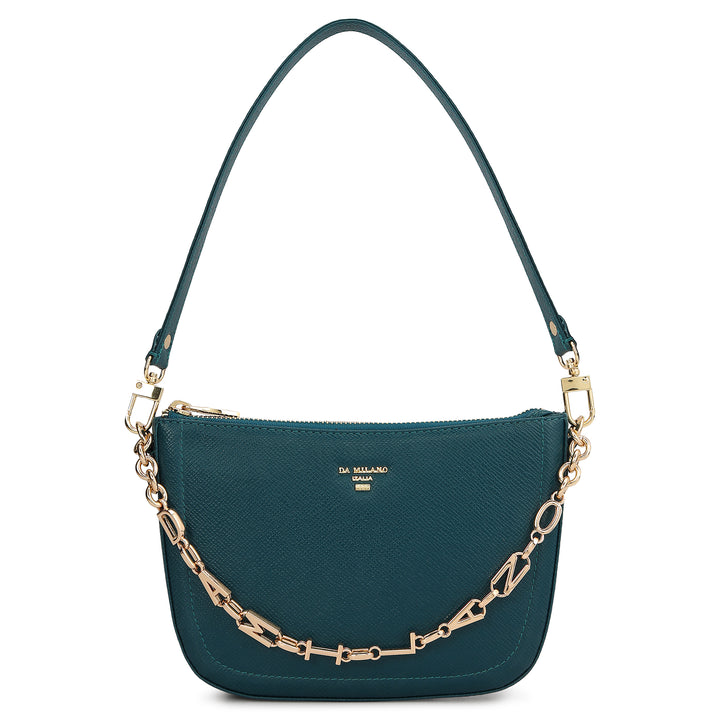 Small Franzy Leather Baguette - Teal