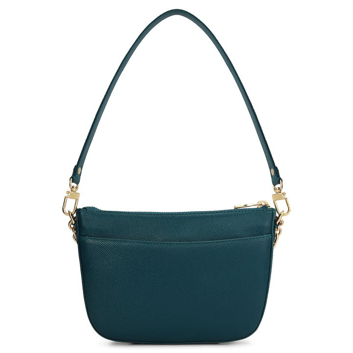 Small Franzy Leather Baguette - Teal