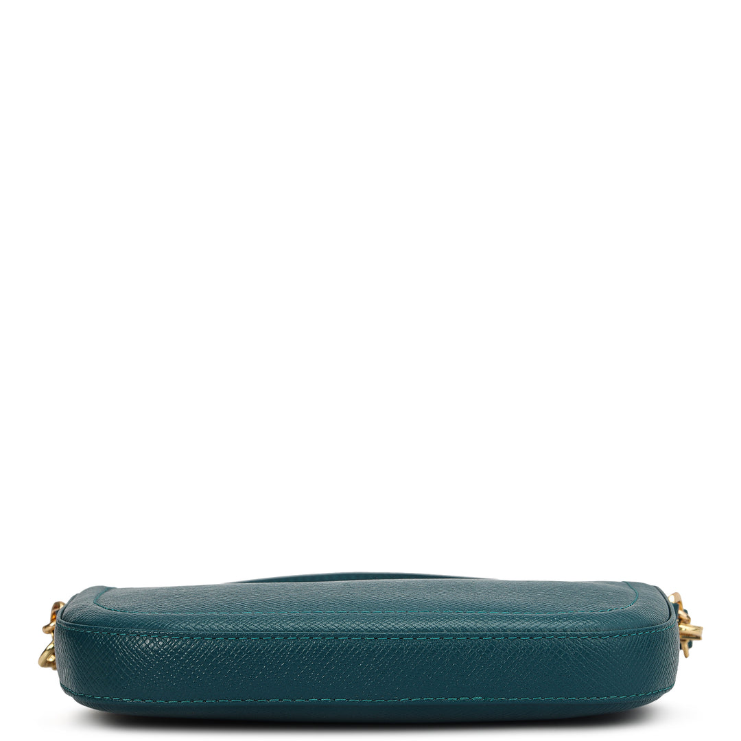 Small Franzy Leather Baguette - Teal