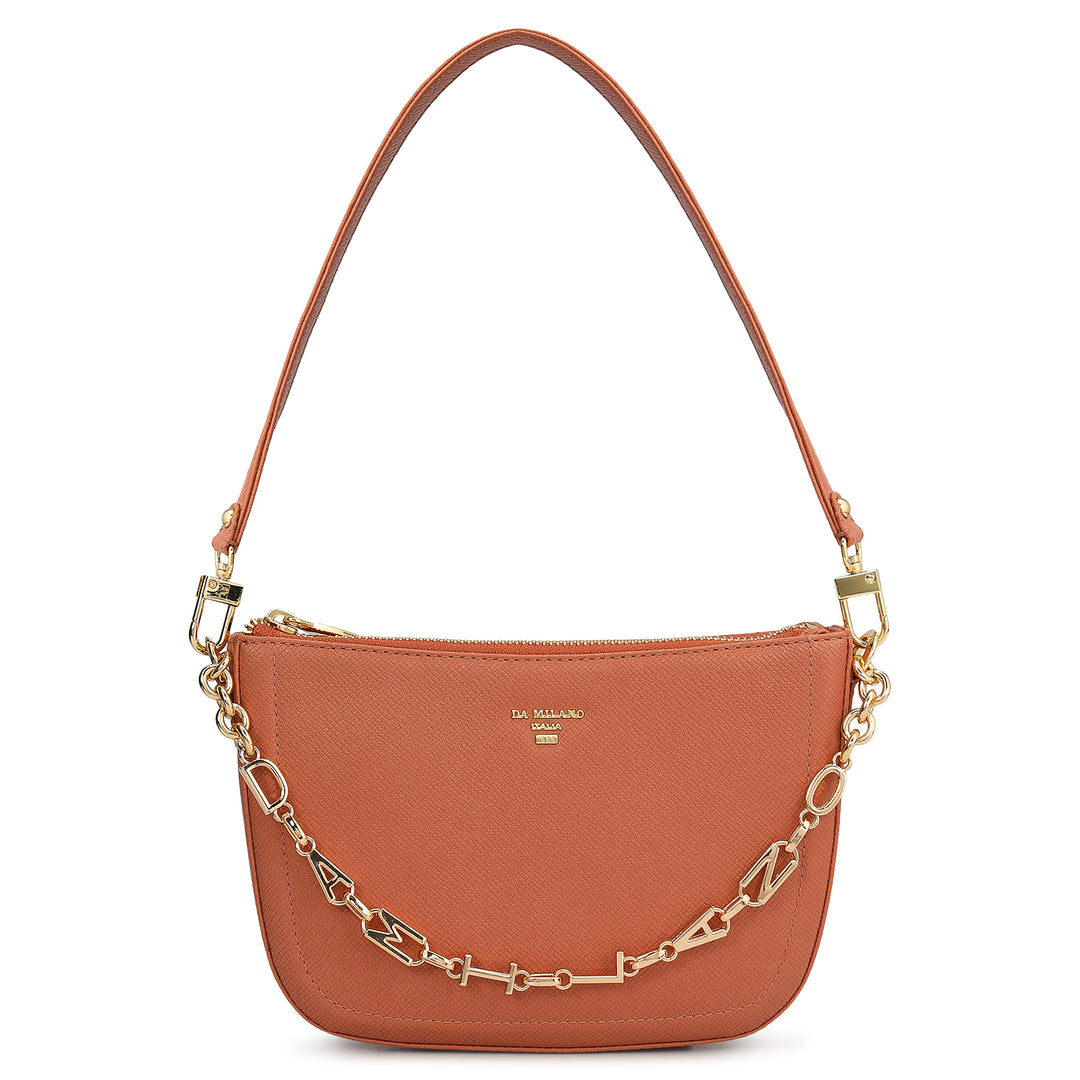 Small Franzy Leather Baguette - Terracotta