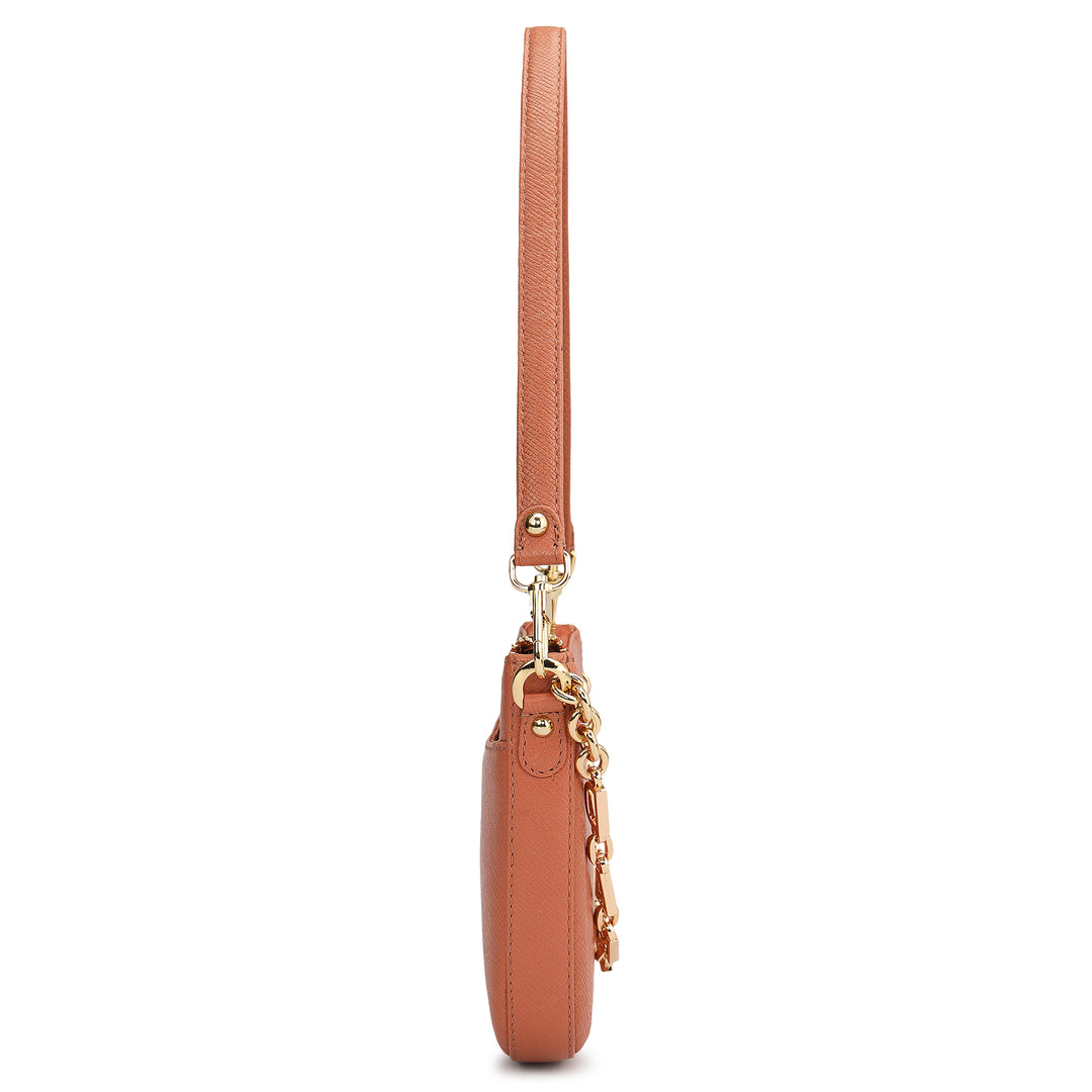 Small Franzy Leather Baguette - Terracotta