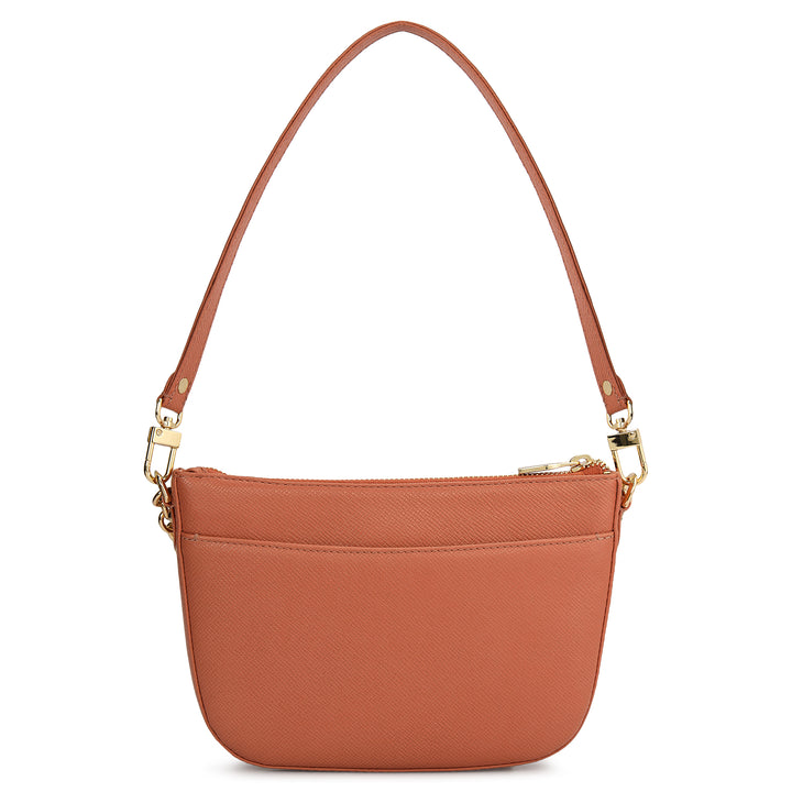 Small Franzy Leather Baguette - Terracotta