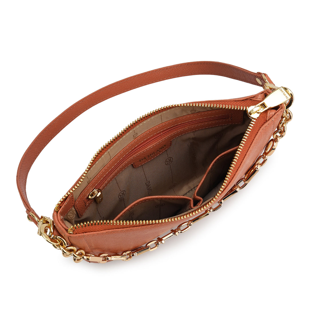 Small Franzy Leather Baguette - Terracotta