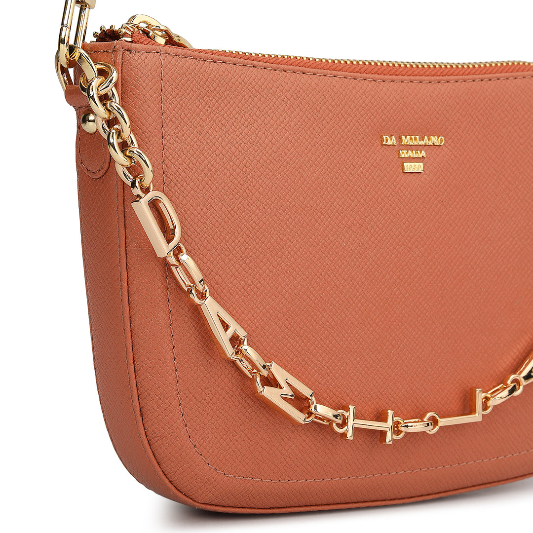 Small Franzy Leather Baguette - Terracotta