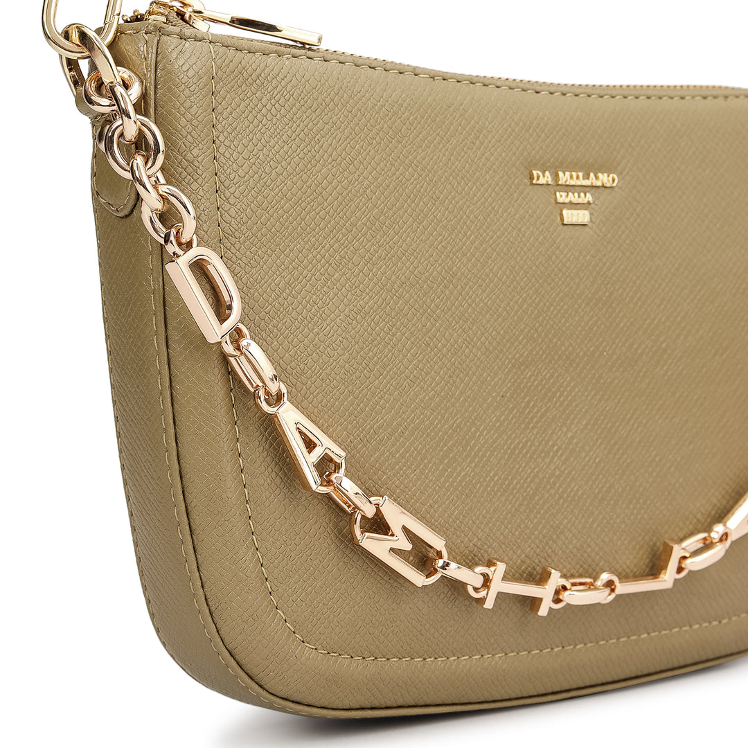 Small Franzy Leather Baguette - Turtle