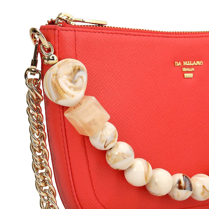 Small Franzy Leather Baguette - Corallo