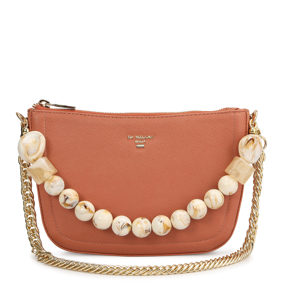 Small Franzy Leather Baguette - Terracotta