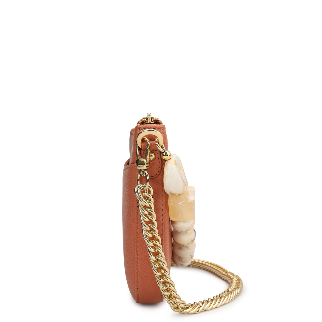 Small Franzy Leather Baguette - Terracotta