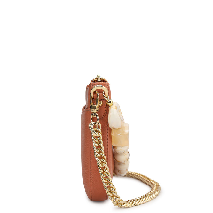 Small Franzy Leather Baguette - Terracotta