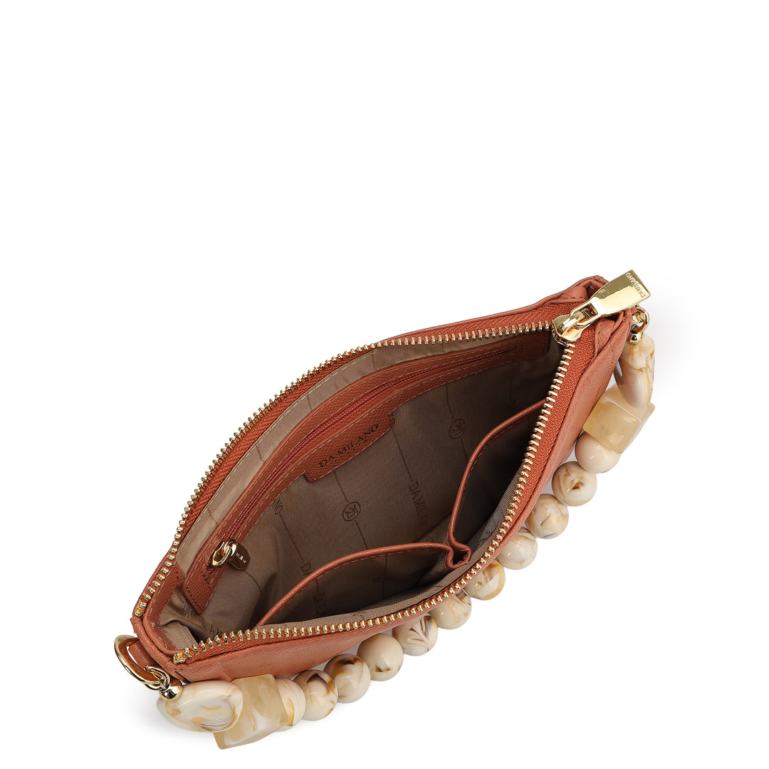 Small Franzy Leather Baguette - Terracotta