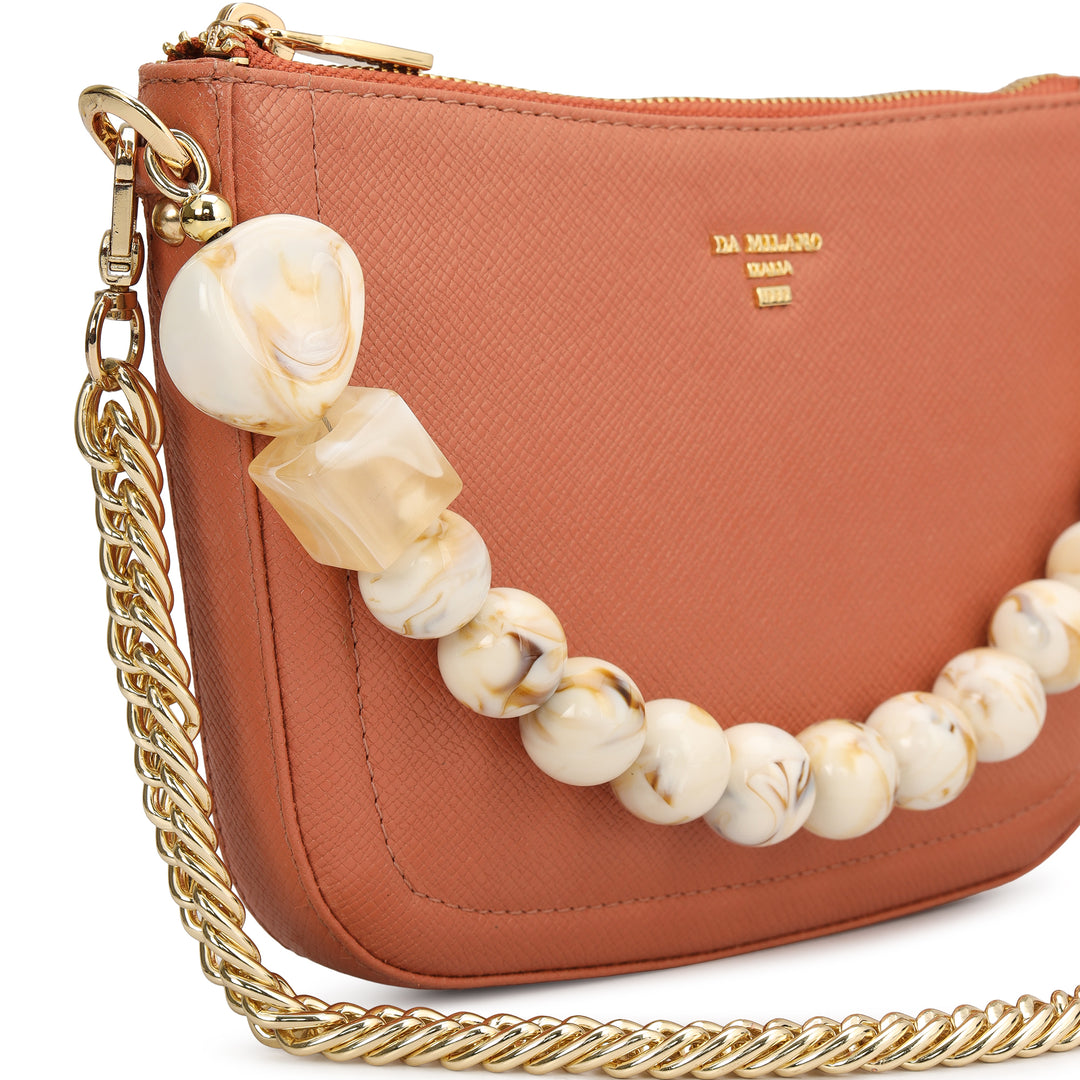 Small Franzy Leather Baguette - Terracotta