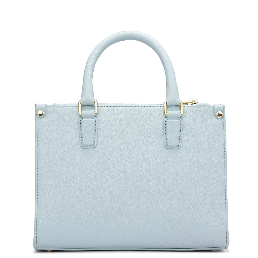 Small Franzy Monogram Leather Satchel - Cloud Blue