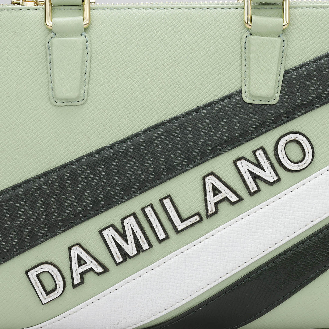 Small Franzy Monogram Leather Satchel - Mint