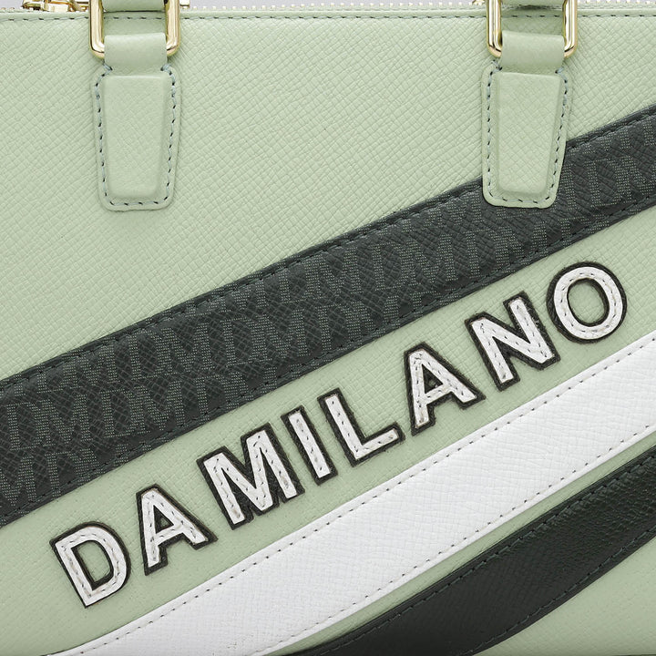 Small Franzy Monogram Leather Satchel - Mint