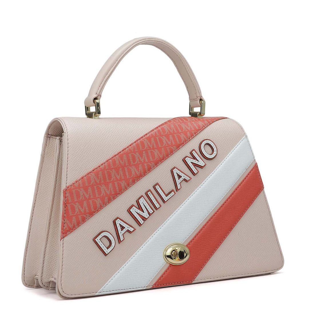 Small Franzy Monogram Leather Satchel - Blush