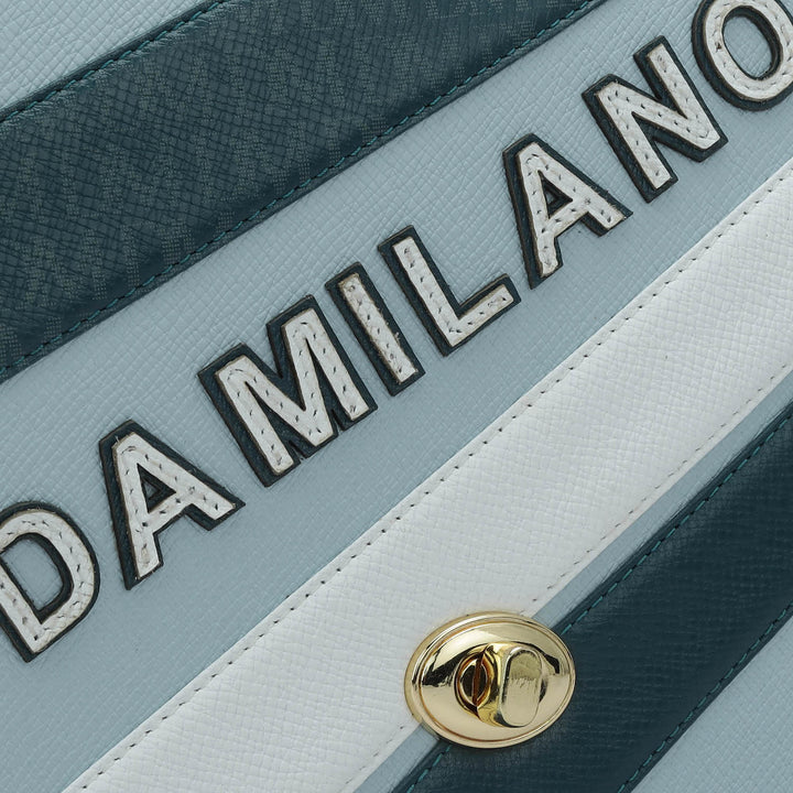 Small Franzy Monogram Leather Satchel - Cloud Blue
