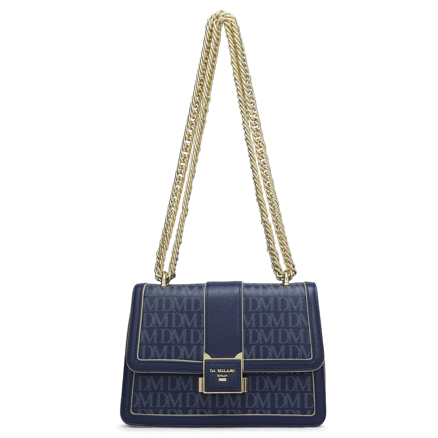 Small Monogram Franzy Leather Shoulder Bag - Ink Blue