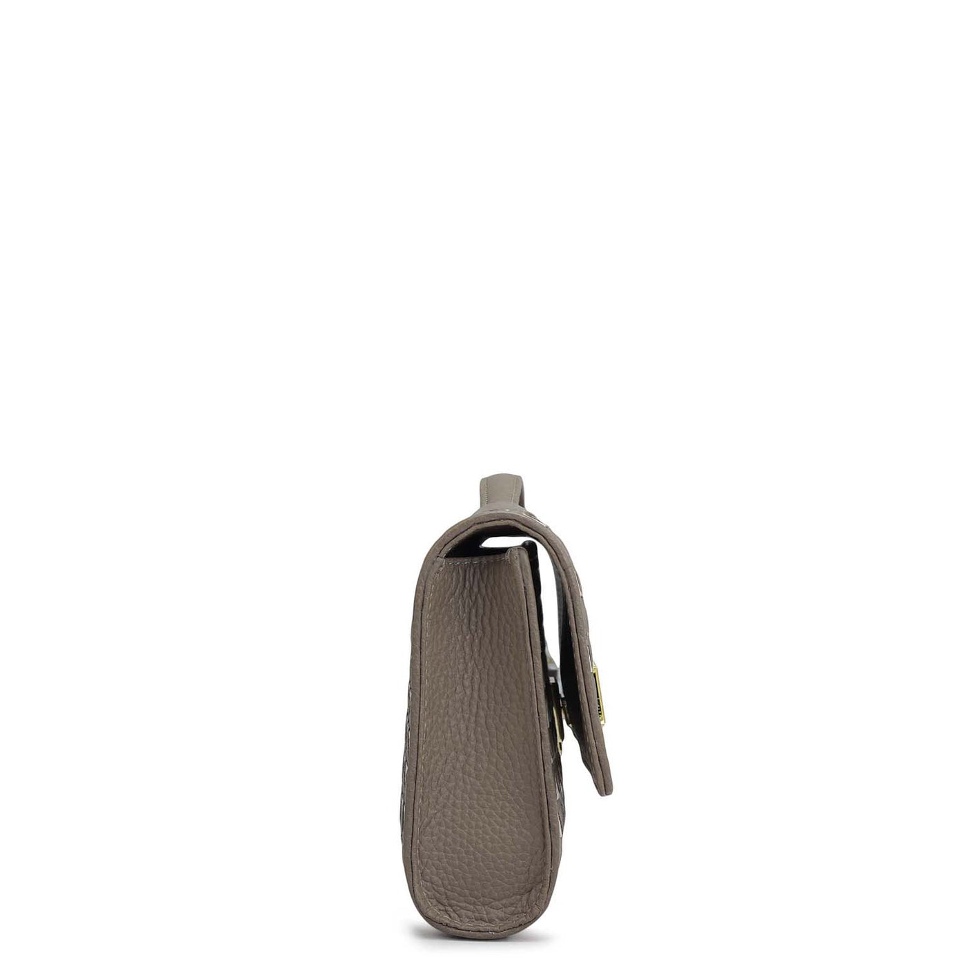 Small Mat Wax Leather Clutch - Greyish Taupe