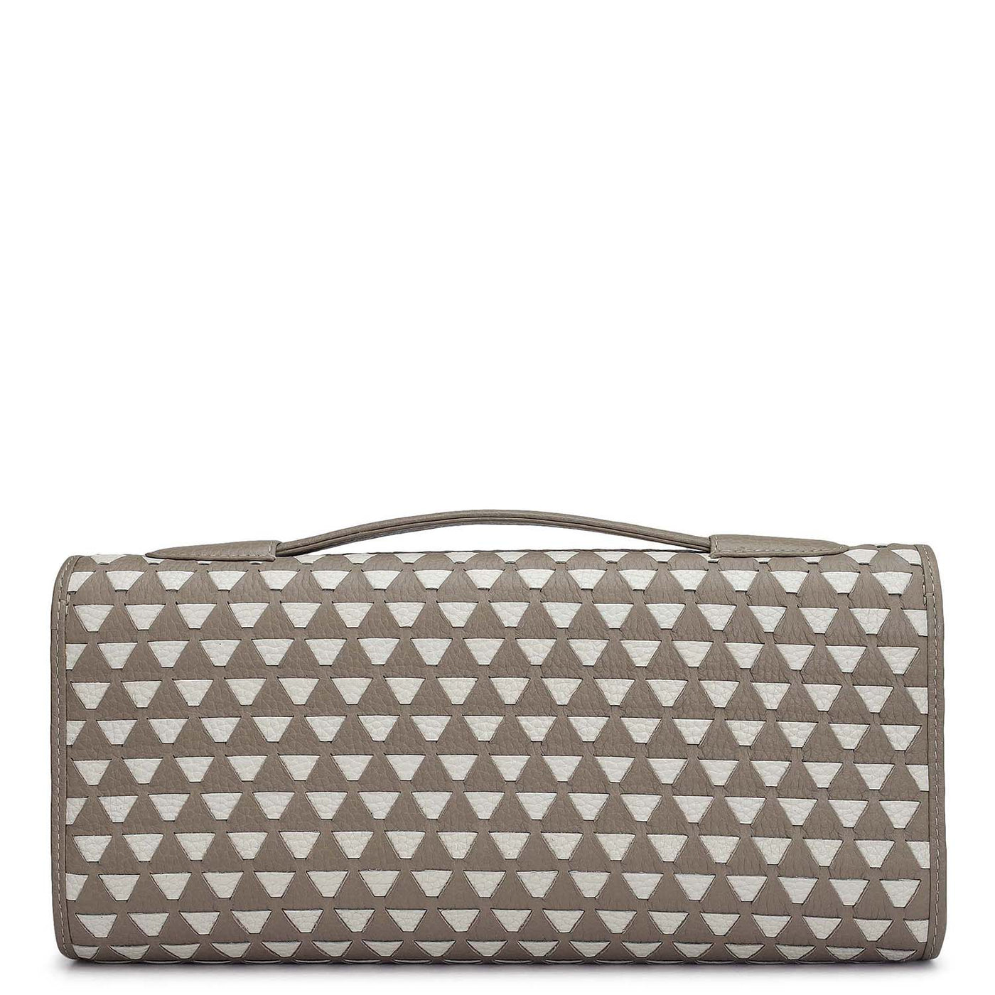 Small Mat Wax Leather Clutch - Greyish Taupe
