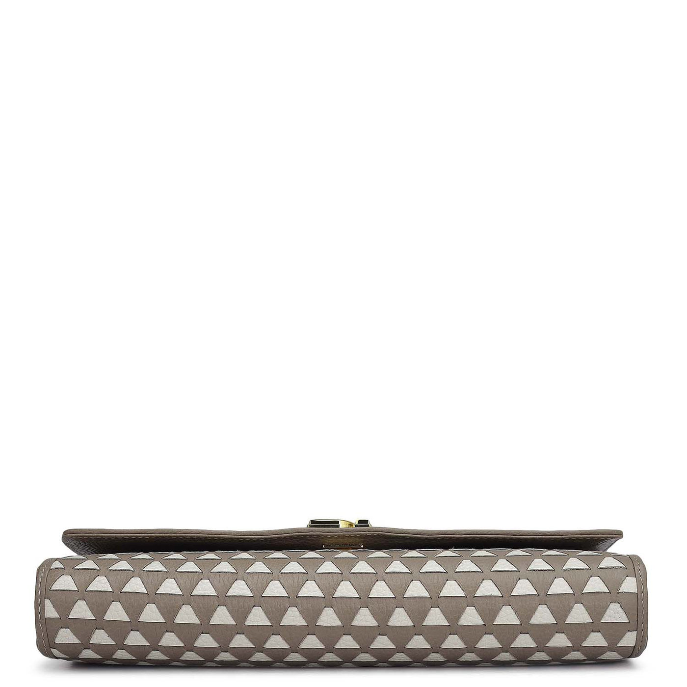 Small Mat Wax Leather Clutch - Greyish Taupe