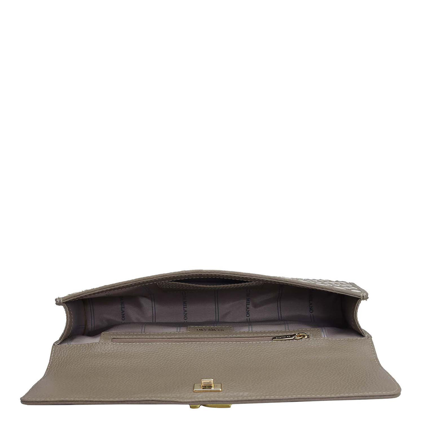 Small Mat Wax Leather Clutch - Greyish Taupe