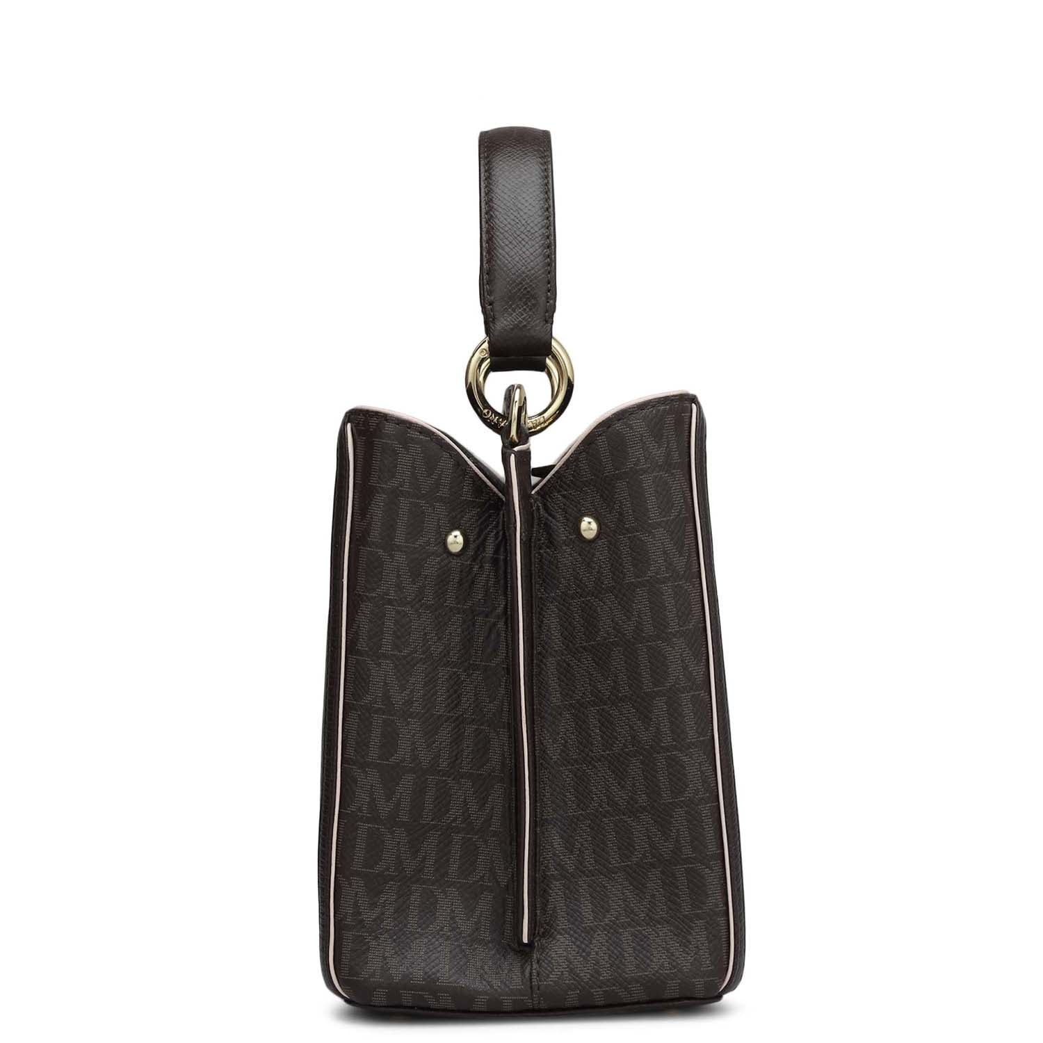 Small Monogram Leather Satchel - Chocolate – Da Milano