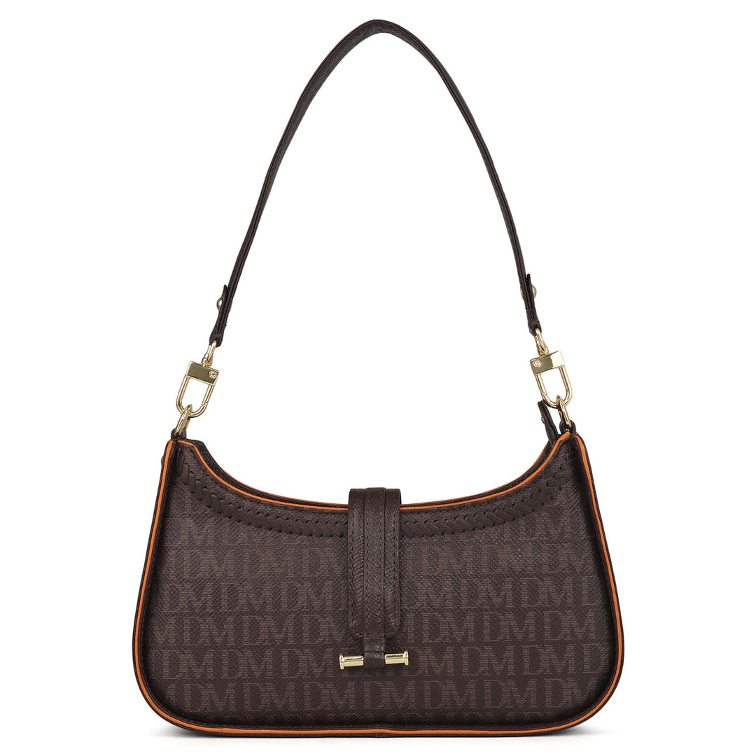 Monogram Franzy Leather Baguette - Chocolate