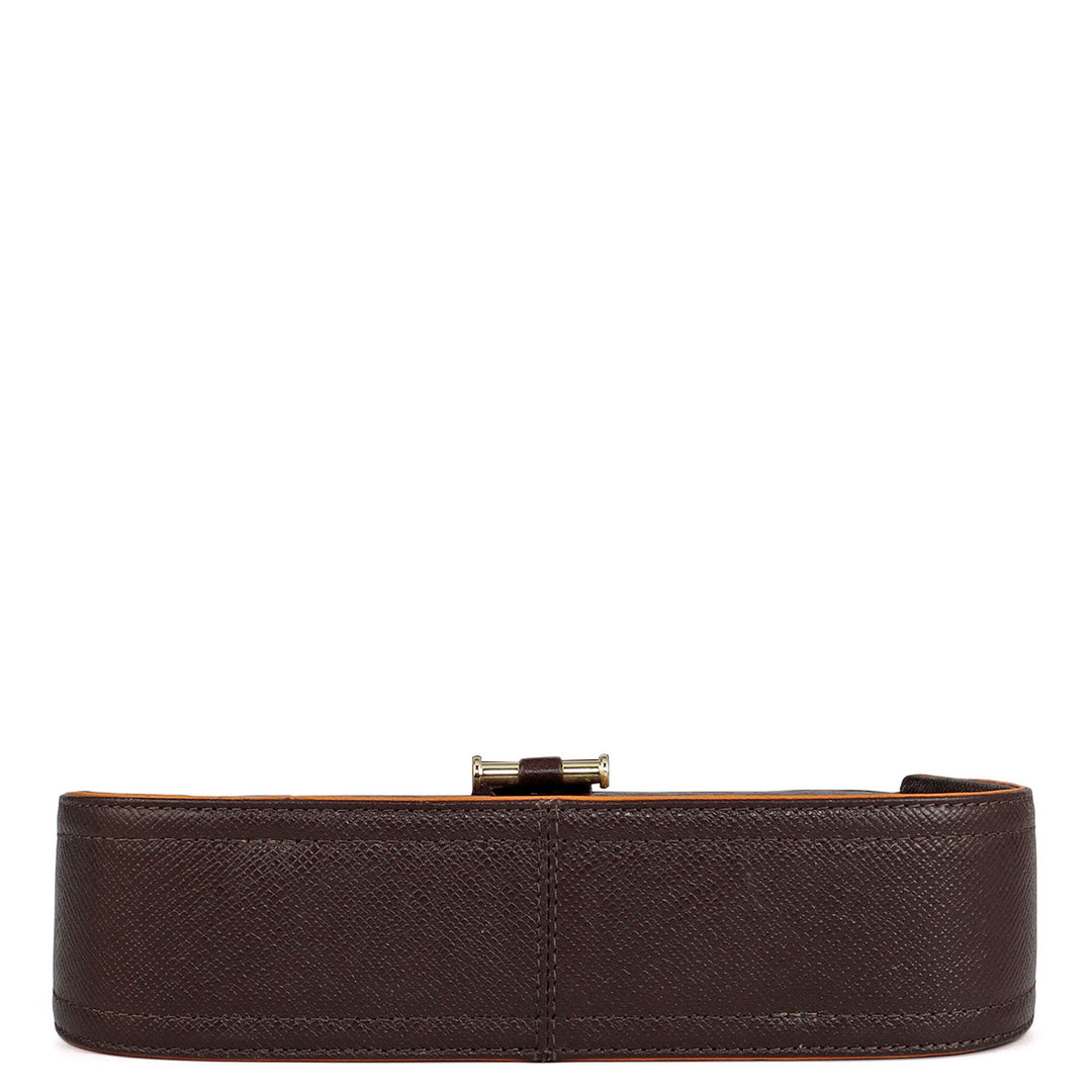 Monogram Franzy Leather Baguette - Chocolate