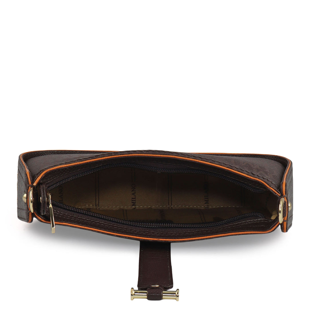 Monogram Franzy Leather Baguette - Chocolate