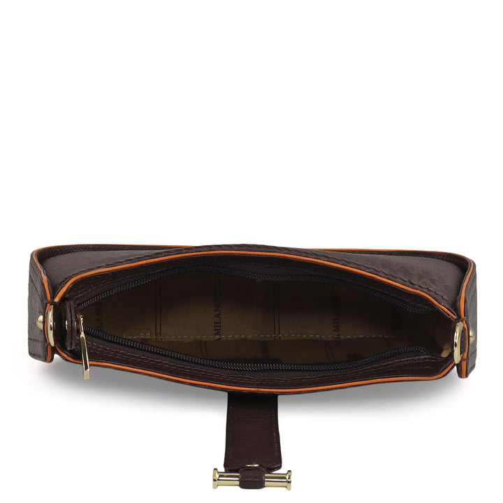 Monogram Franzy Leather Baguette - Chocolate