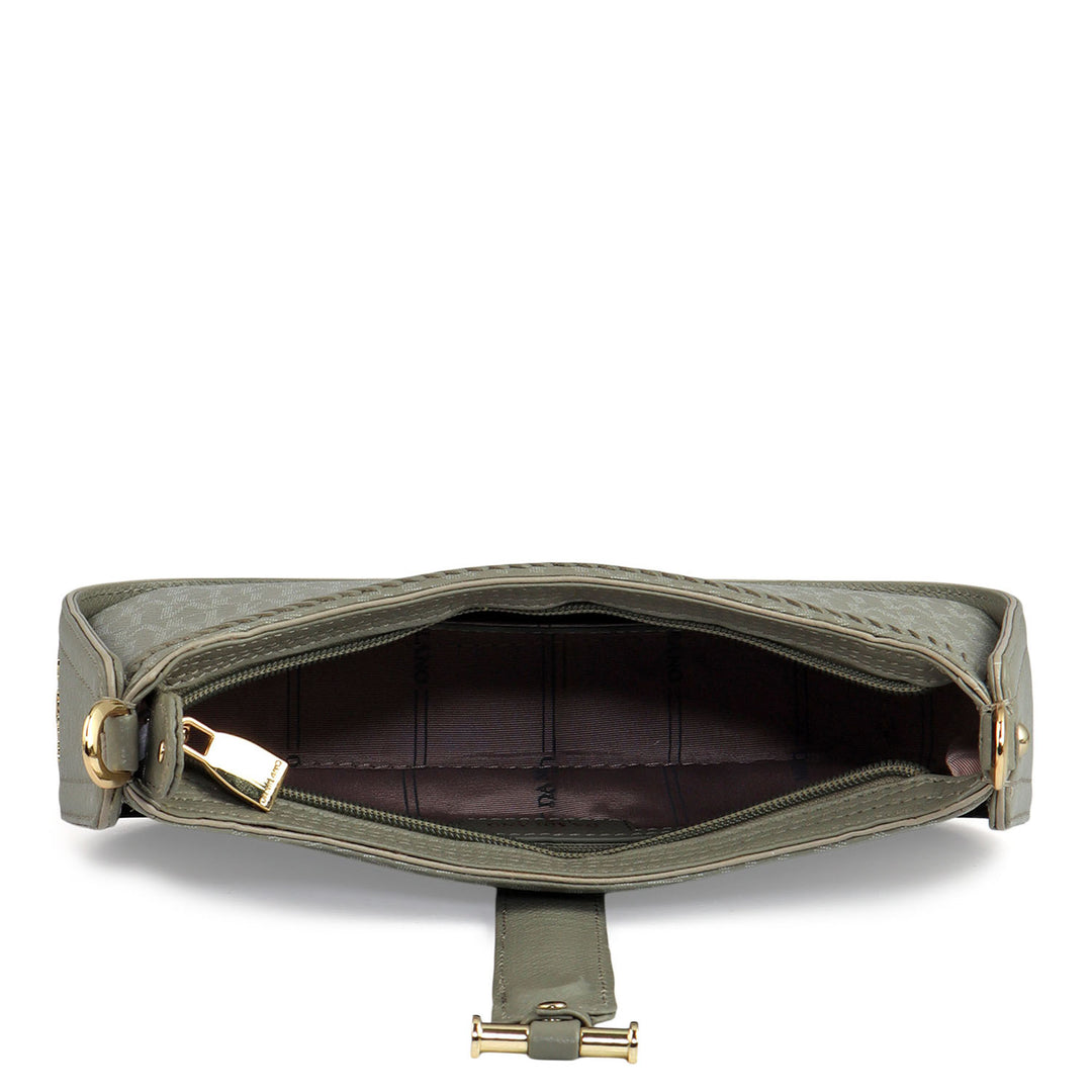 Monogram Franzy Leather Baguette - Stone Grey