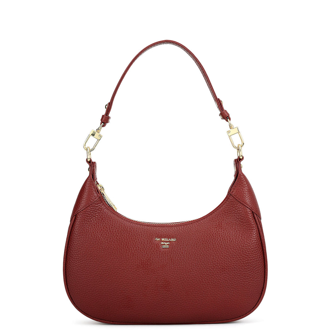 Small Wax Leather Baguette - Cherry