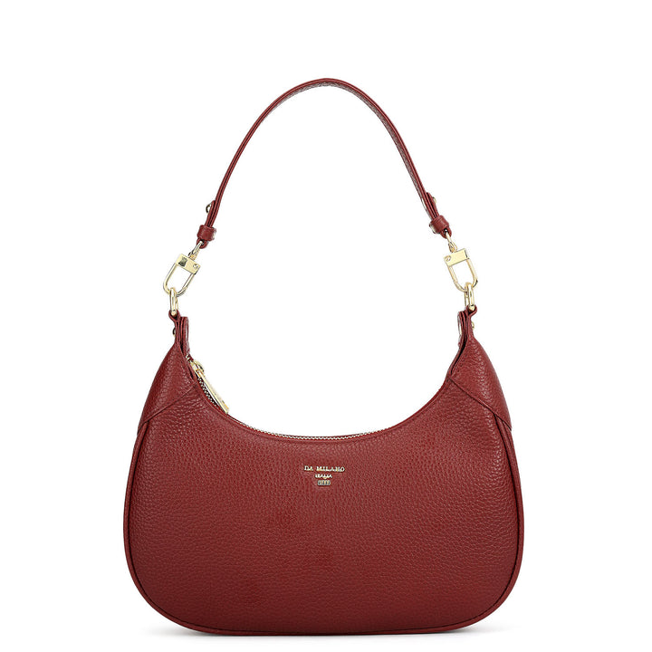 Small Wax Leather Baguette - Cherry