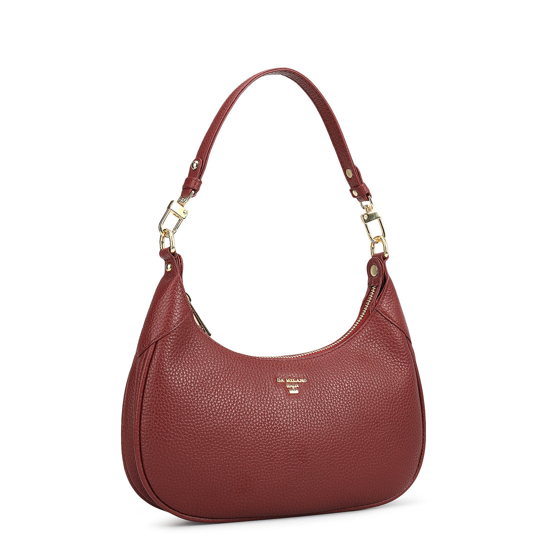 Small Wax Leather Baguette - Cherry