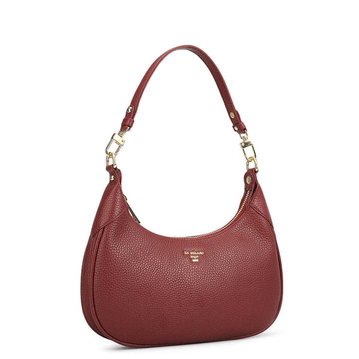 Small Wax Leather Baguette - Cherry